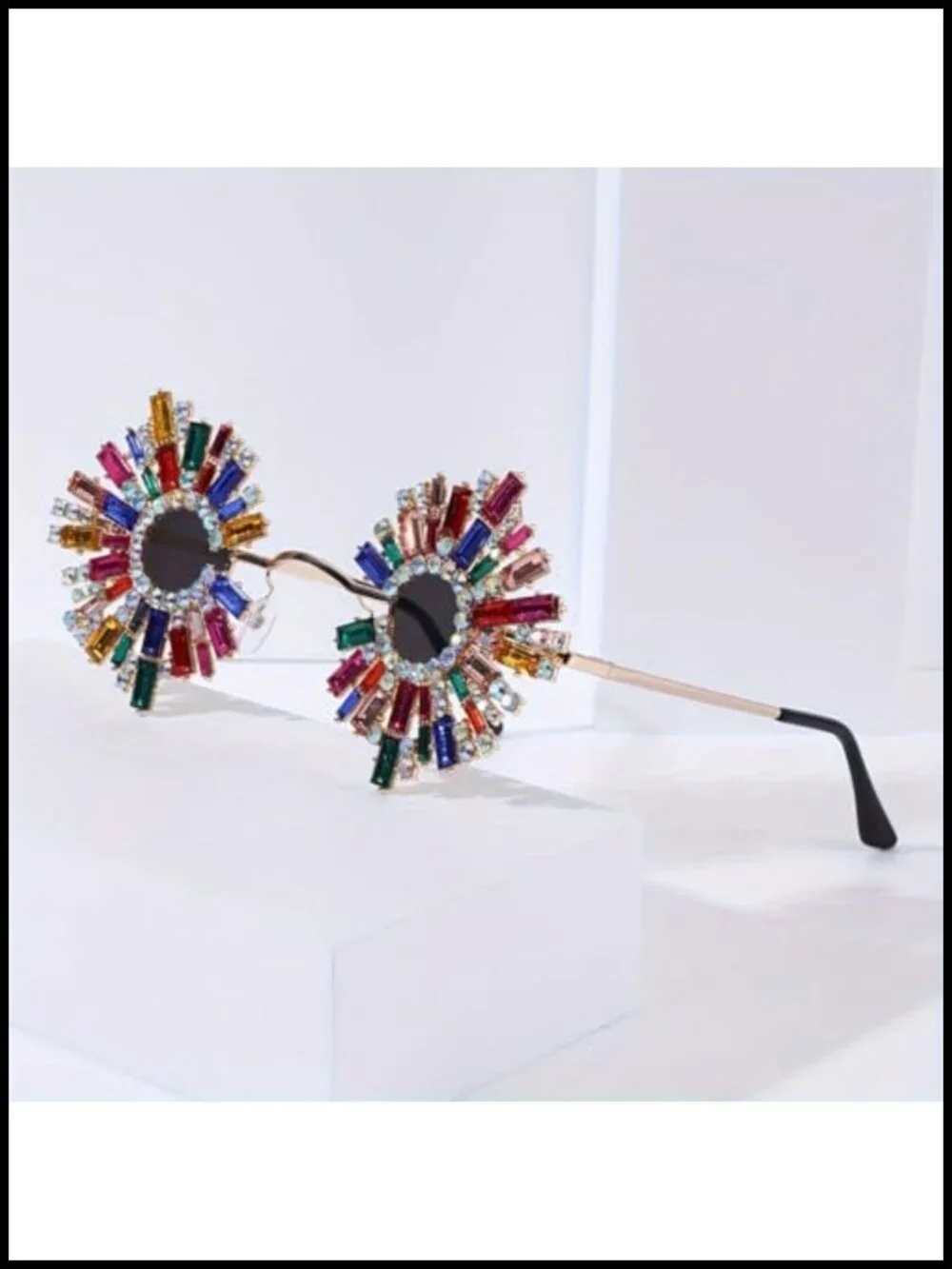 Rhinestone Floral Pattern UV400 Sunglasses for Party, Street Style